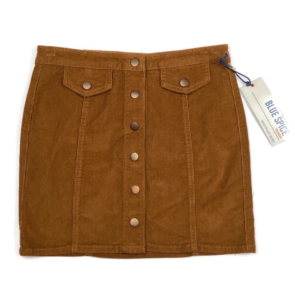 Blue Spice Premium Corduroy High Waist Brown Stretchy Mini Skirt Size 7